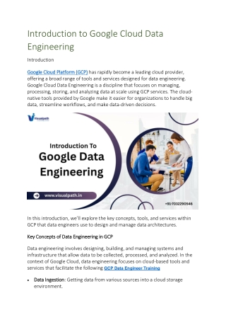 introduction to google cloud data engineering