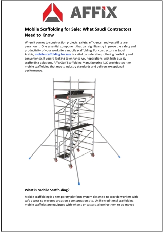 Mobile Scaffolding for Sale and What Saudi Contractors Need to Know