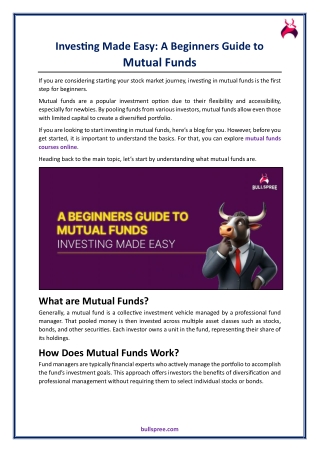 Investing Made Easy - A Beginners Guide to Mutual Funds