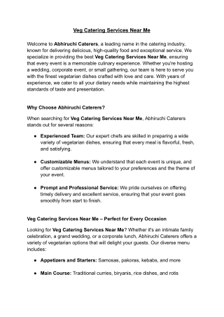 Veg Catering Services Near Me