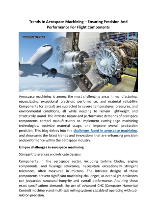 Trends In Aerospace Machining – Ensuring Precision And Performance For Flight Co