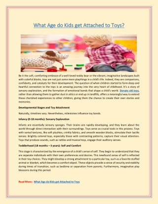What Age do Kids get Attached to Toys?