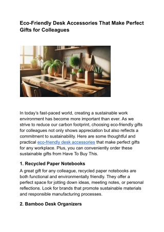 Eco-Friendly Desk Accessories That Make Perfect Gifts for Colleagues