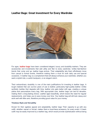 Leather Bags_ Great Investment for Every Wardrobe