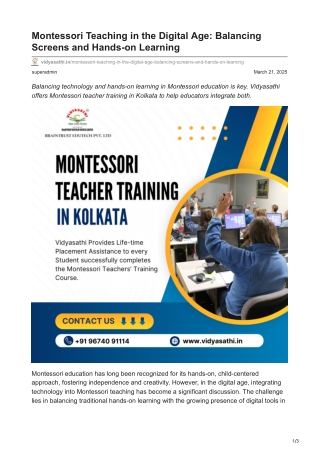 vidyasathi.in-Montessori Teaching in the Digital Age Balancing Screens and Hands-on Learning