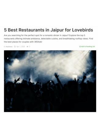 5 Best Restaurants in Jaipur for Lovebirds