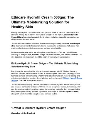 Ethicare Hydrofil Cream 500gm - CUREKA