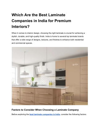 Which Are the Best Laminate Companies in India for Premium Interiors