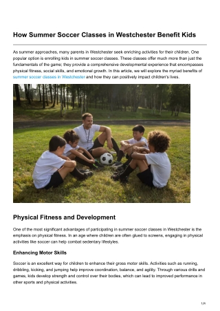 How Summer Soccer Classes in Westchester Benefit Kids