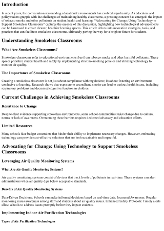 Advocating for Change: Using Technology to Support Smokeless Classrooms