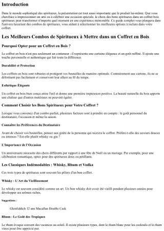 Les Meilleurs Combos de Spiritueux à Mettre dans un Coffret en Bois