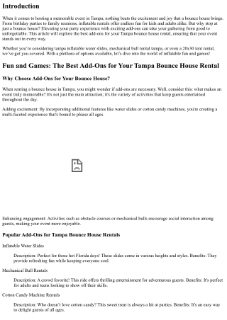 Fun and Games: The Best Add-Ons for Your Tampa Bounce House Rental