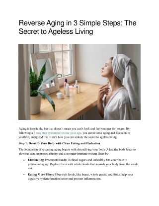reverse aging in 3 simple steps the secret
