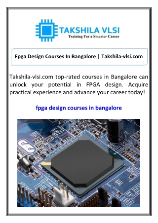 Fpga Design Courses In Bangalore Takshila-vlsi.com