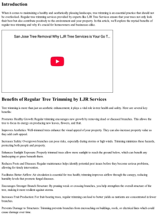 Benefits of Regular Tree Trimming by LJR Services