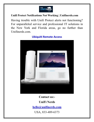 unifi protect notifications not working