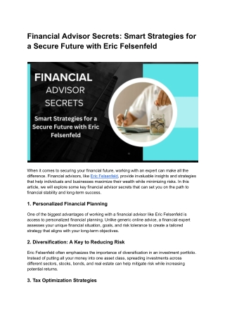 The Ultimate Guide to Wealth Management with Eric Felsenfeld