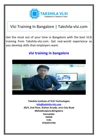 Vlsi Training In Bangalore Takshila-vlsi.com