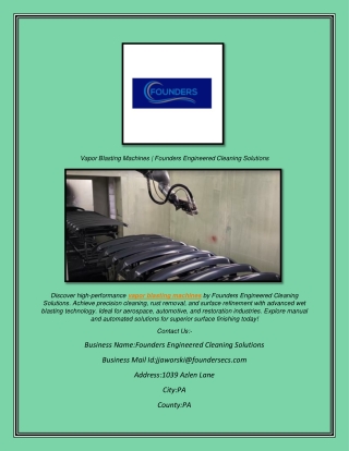 Vapor Blasting Machines  Founders Engineered Cleaning Solutions
