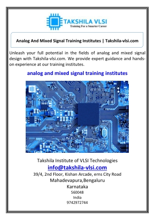 Analog And Mixed Signal Training Institutes  Takshila-vlsi.com