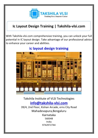 Ic Layout Design Training Takshila-vlsi.com