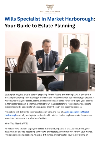 Wills Specialist in Market Harborough - Your Guide to Estate Planning