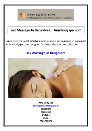 Sex Massage In Bangalore Amybodyspa.com
