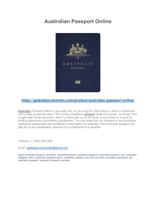 Australian Passport Online pdf