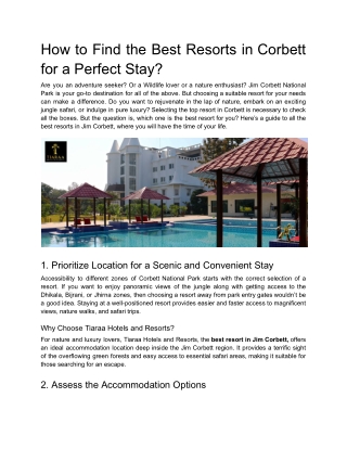 How to Find the Best Resorts in Corbett for a Perfect Stay