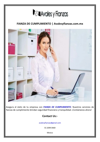 FIANZA DE CUMPLIMIENTO  Avalesyfianzas.com.mx