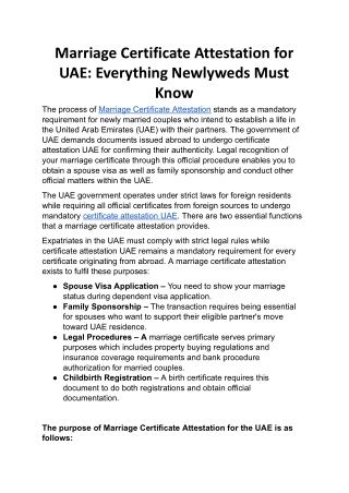 Marriage Certificate Attestation for UAE: Everything Newlyweds Must Know