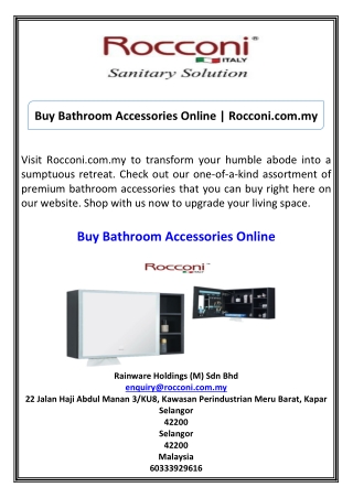 Buy Bathroom Accessories Online Rocconi.com.my