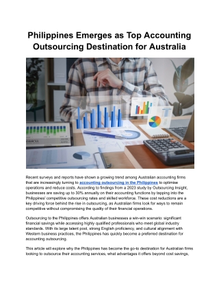 Philippines Emerges as Top Accounting Outsourcing Destination for Australia