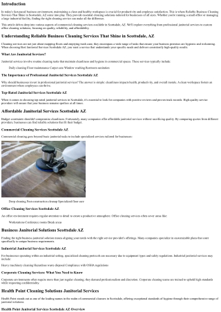 Reliable Business Cleaning Services That Shine in Scottsdale, AZ
