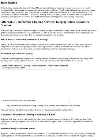 Affordable Commercial Cleaning Services: Keeping Edina Businesses Spotless
