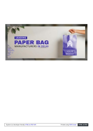 Paper Bag Manufacturers In Delhi