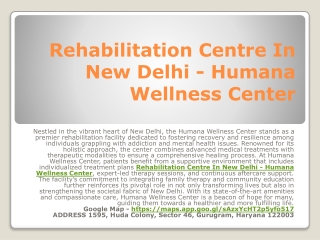 De Addiction Treatment Centre In Delhi - Humana Wellness Center