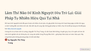 Làm Thế Nào Để Kinh Nguyệt Đều Trở Lại_ Giải Pháp Tự Nhiên Hiệu Quả Tại Nhà