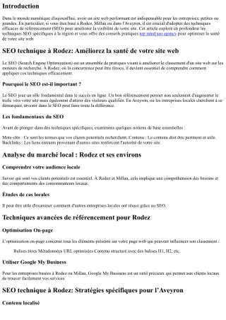 “SEO technique à Rodez: Améliorez la santé de votre site web”