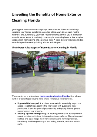 Unveiling the Benefits of Home Exterior Cleaning Florida