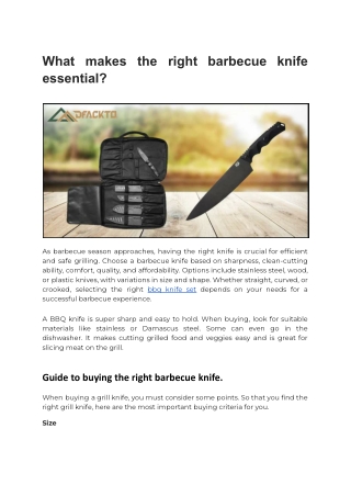What makes the right barbecue knife essential?