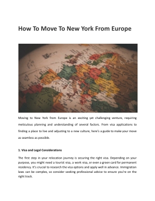 How To Move To New York From Europe