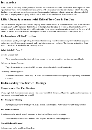 LJR: A Name Synonymous with Ethical Tree Care in San Jose