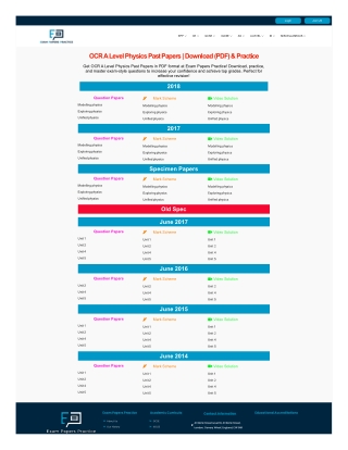 OCR Level physics  Past Papers | OCR Level physics Practice Papers