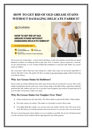 Effective Tips to Clean Grease from Clothes