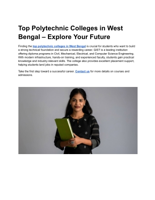 top polytechnic colleges in west bengal explore