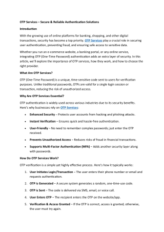 otp services secure reliable authentication