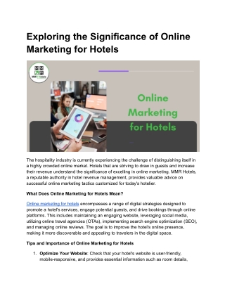 Online marketing for hotels