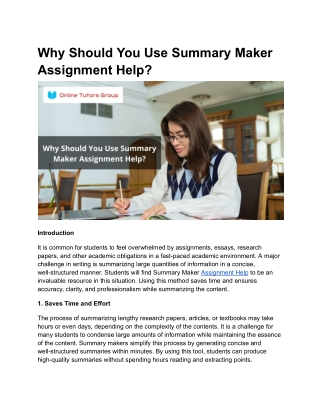 Why Should You Use Summary Maker Assignment Help_