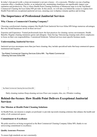 Behind-the-Scenes: How Health Point Delivers Exceptional Janitorial Services